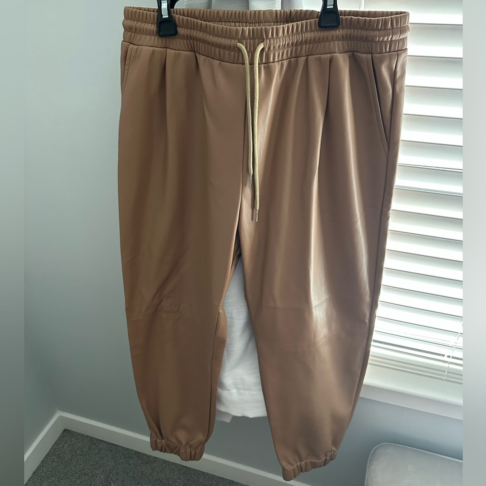 Woman’s Tan Leather Joggers